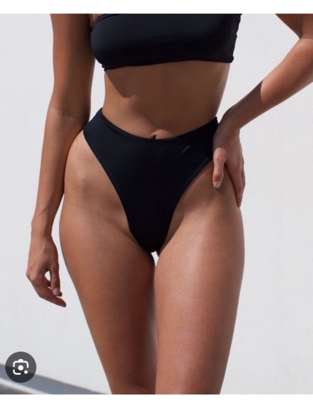 437 fourthreeseven High-Cut Black Bikini Bottom Medium